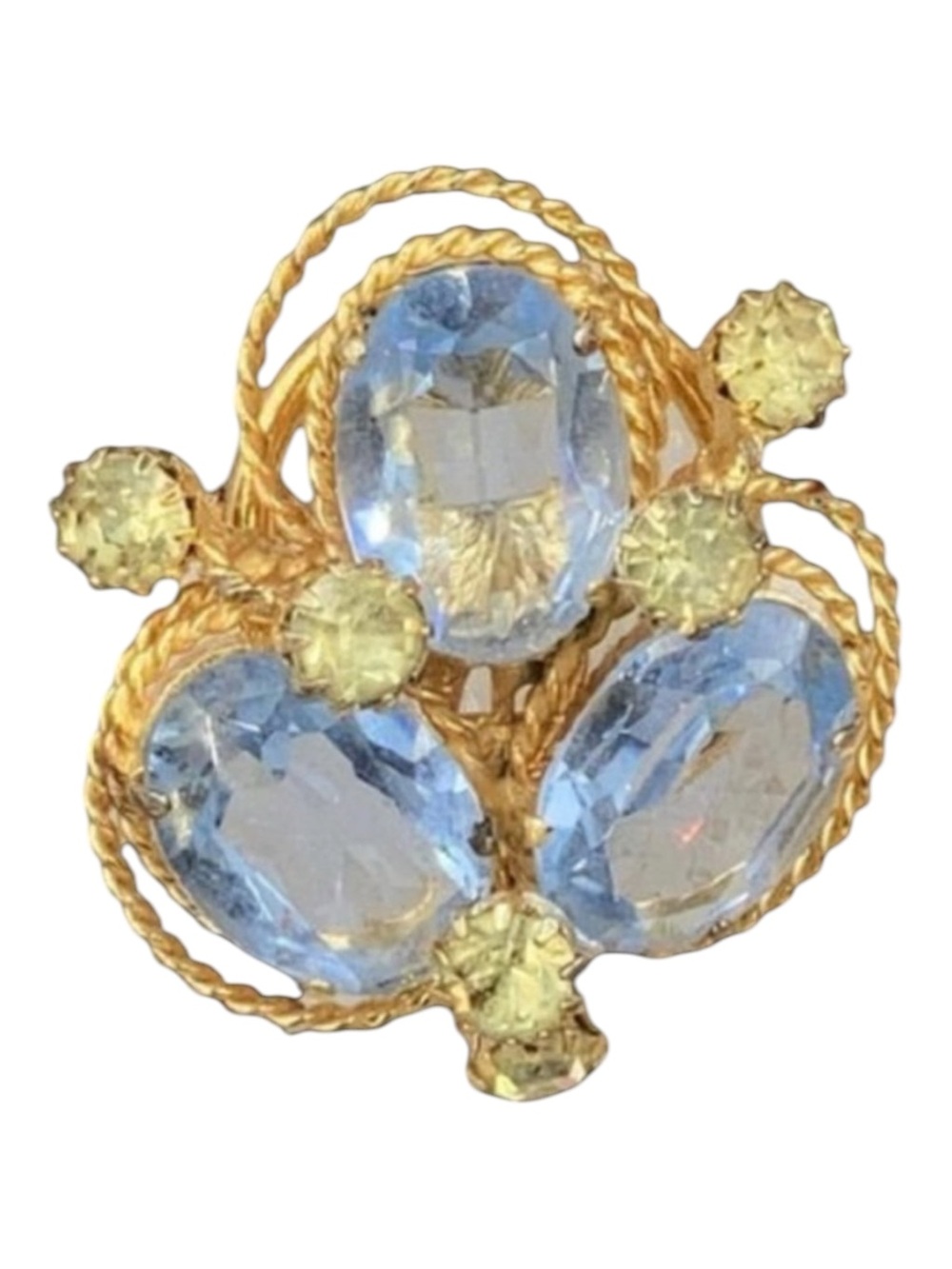 Vintage Vendome Aqua Glass Brooch Scarf Clip